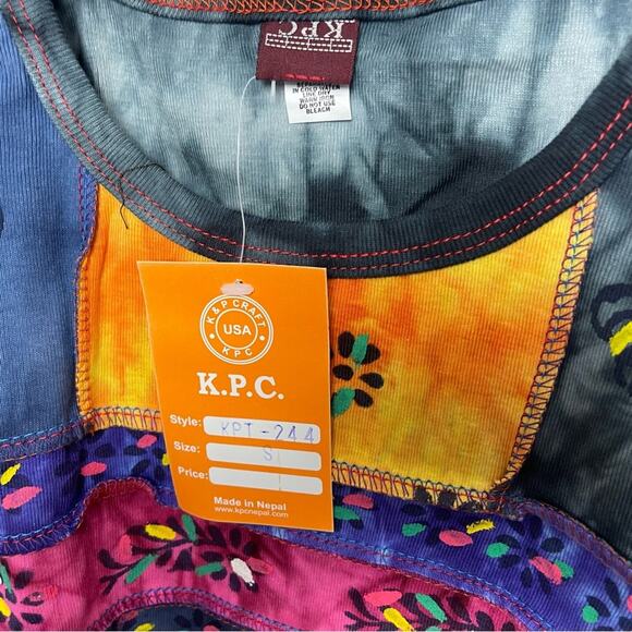 KPC 100% Cotton Embroidered 90's Y2K Patchwork Cami, Boho Hippie Free Spirit, S - Picture 4 of 5
